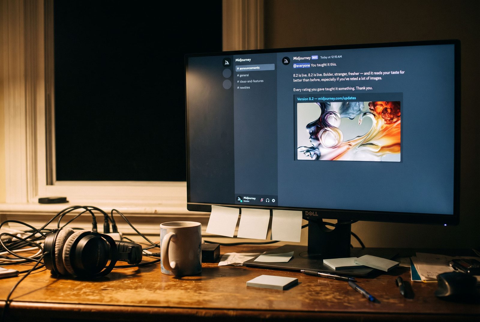 Discord announcement on a studio monitor