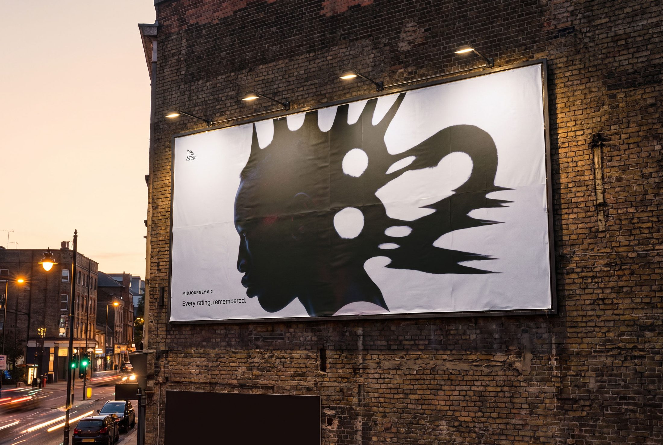 Rooftop billboard at dusk
